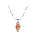 925 Sterling Silver Necklace with Synthetic Opal Pendant, 45cm, Plated White Gold for Women