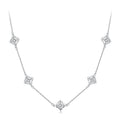 925 Sterling Silver + Moissanite Necklace with Plated White Gold - 40+5cm Length for Women