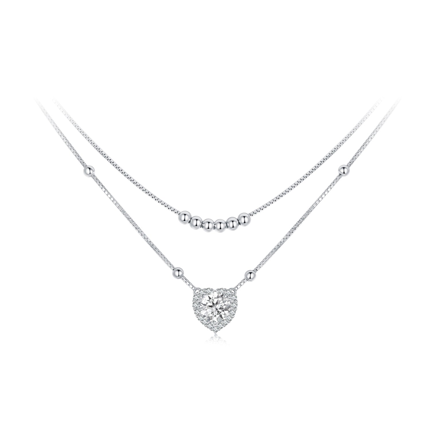 925 Sterling Silver 6.5mm Moissanite Necklace with Pavé Setting for Women