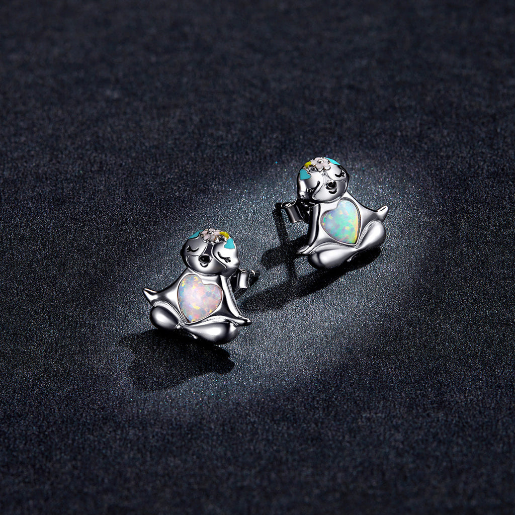 925 Sterling Silver Earrings with Translucent Opal