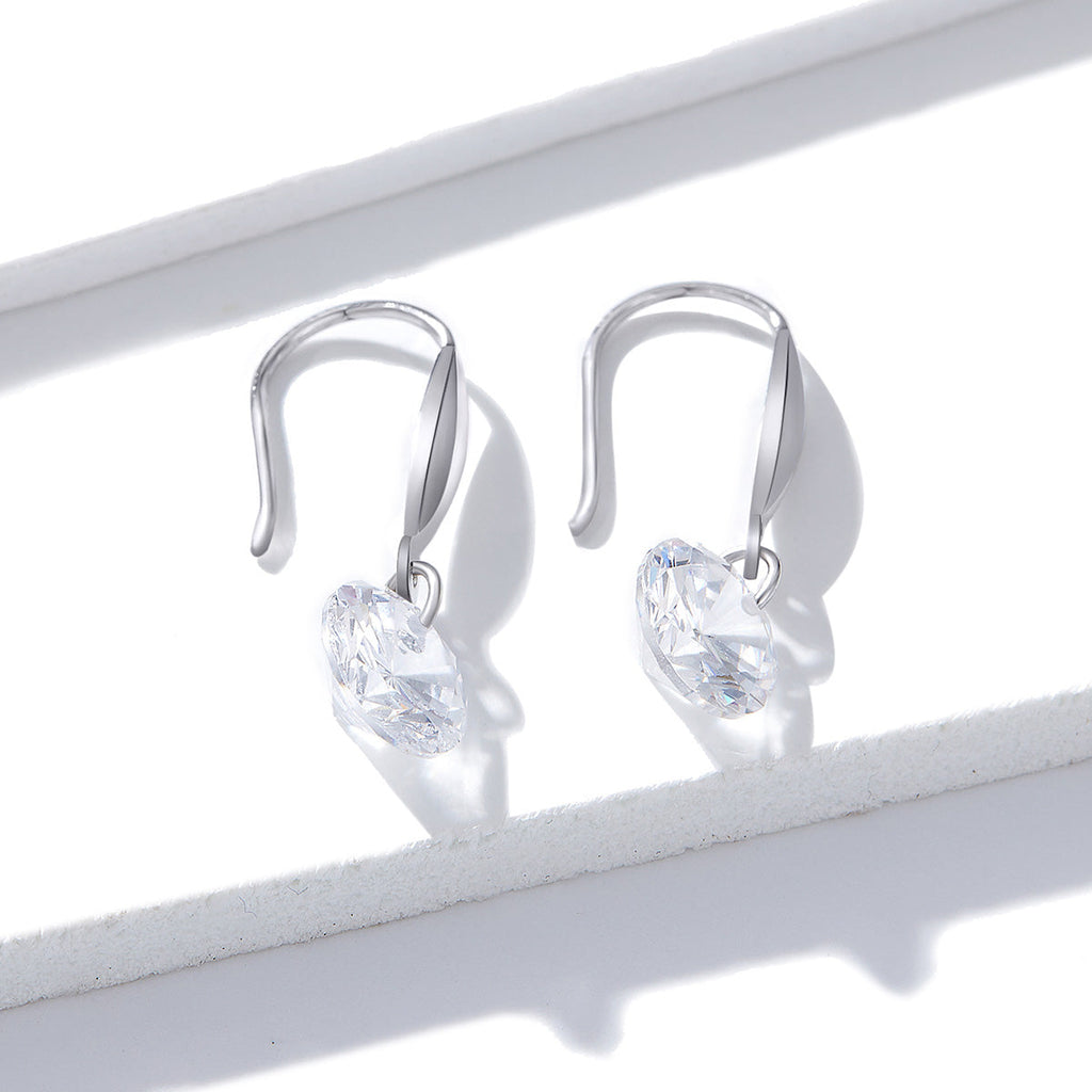 S925 Sterling Silver Earrings 2.6x0.8cm Plated Platinum with Pavé Setting CZ for Women