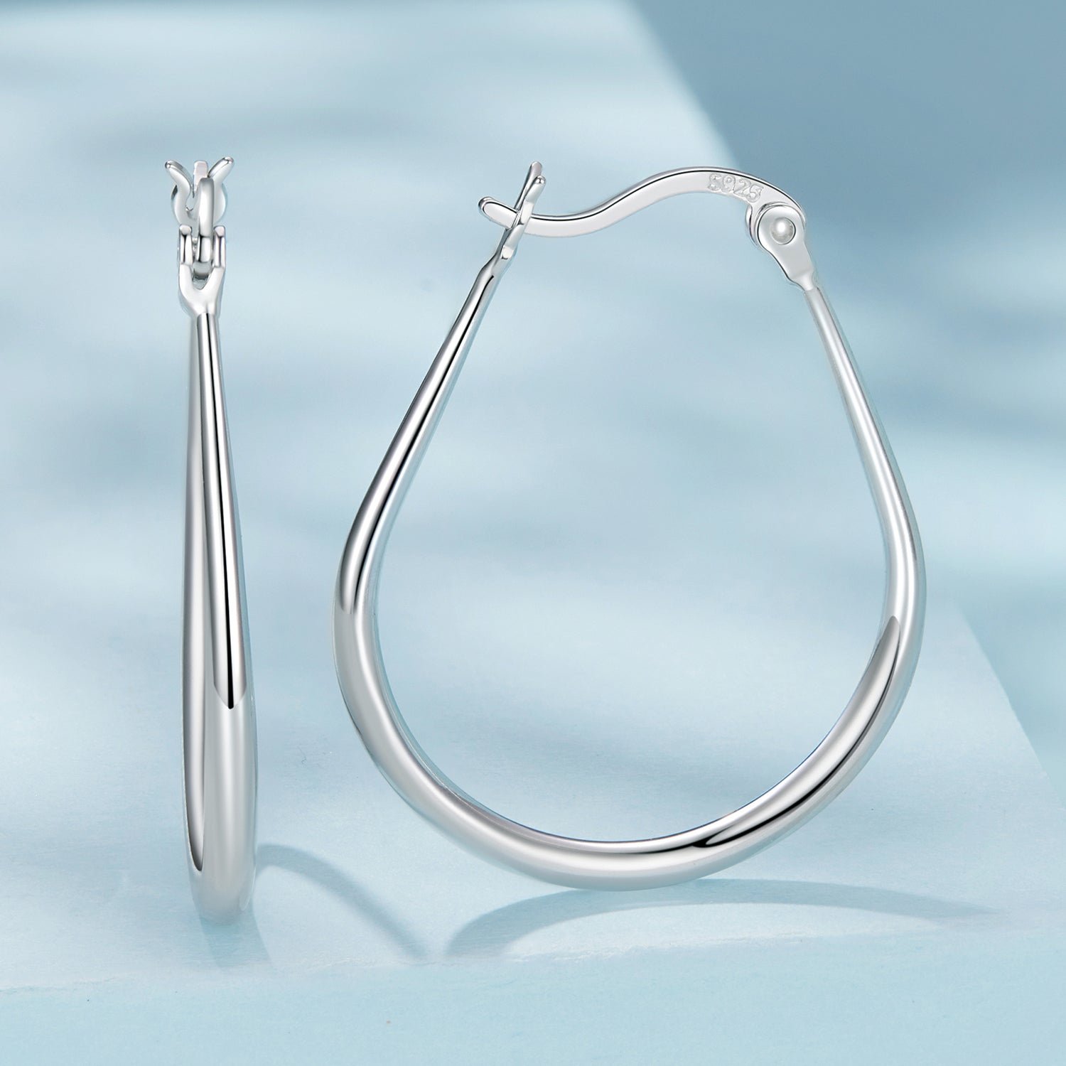 925 Sterling Silver Earrings for Women - 2.9x0.2cm, Plated White Gold, Style L