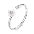 925 Sterling Silver White Gold Plated Ring with Nacre and CZ for Women
