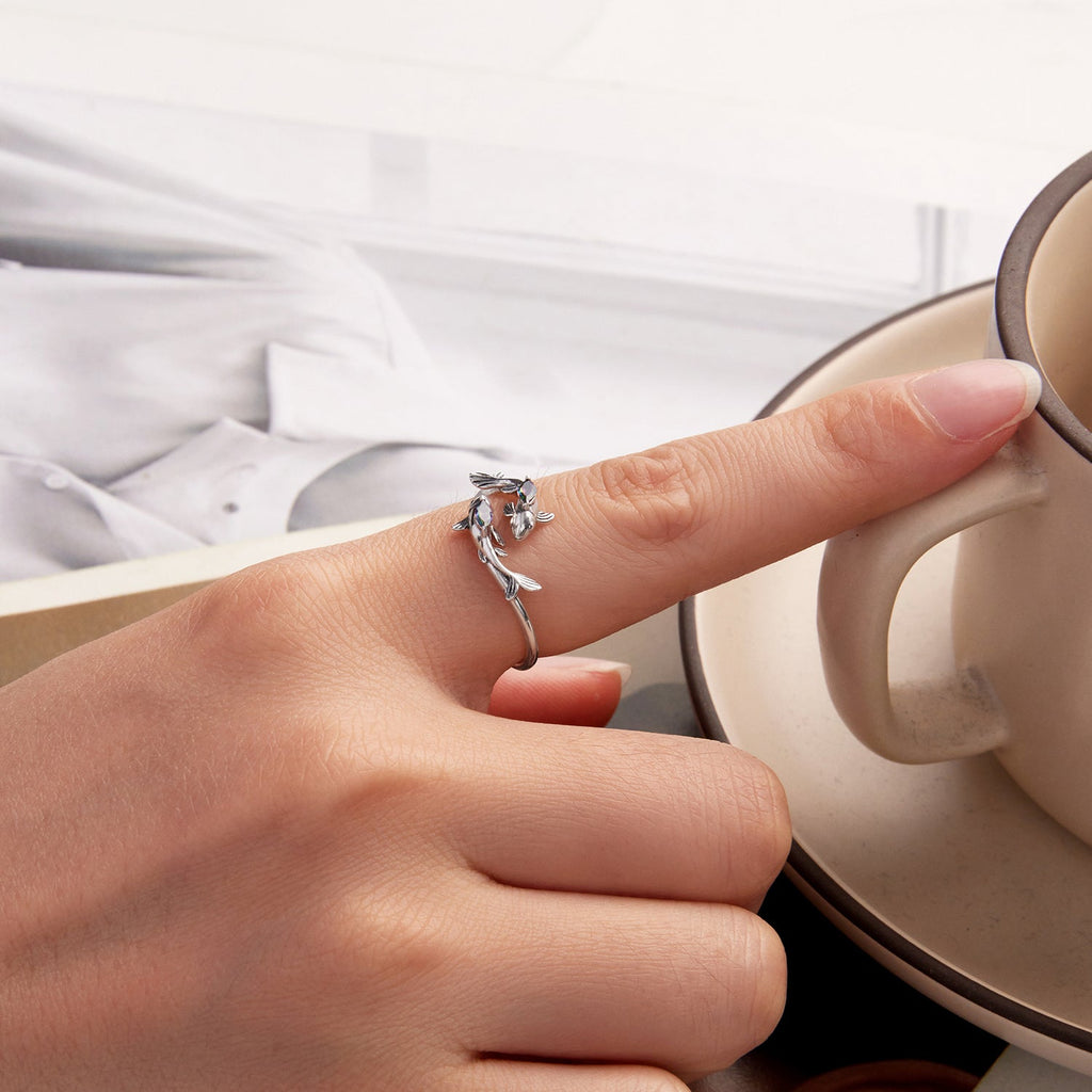 925 Sterling Silver Transparent Glass Ring for Women