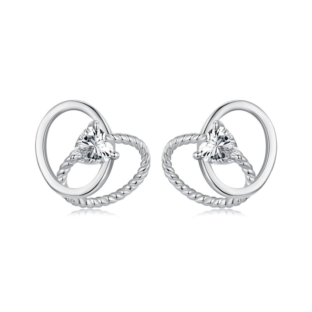 925 Sterling Silver White Gold Plated Pavé Setting CZ Earrings