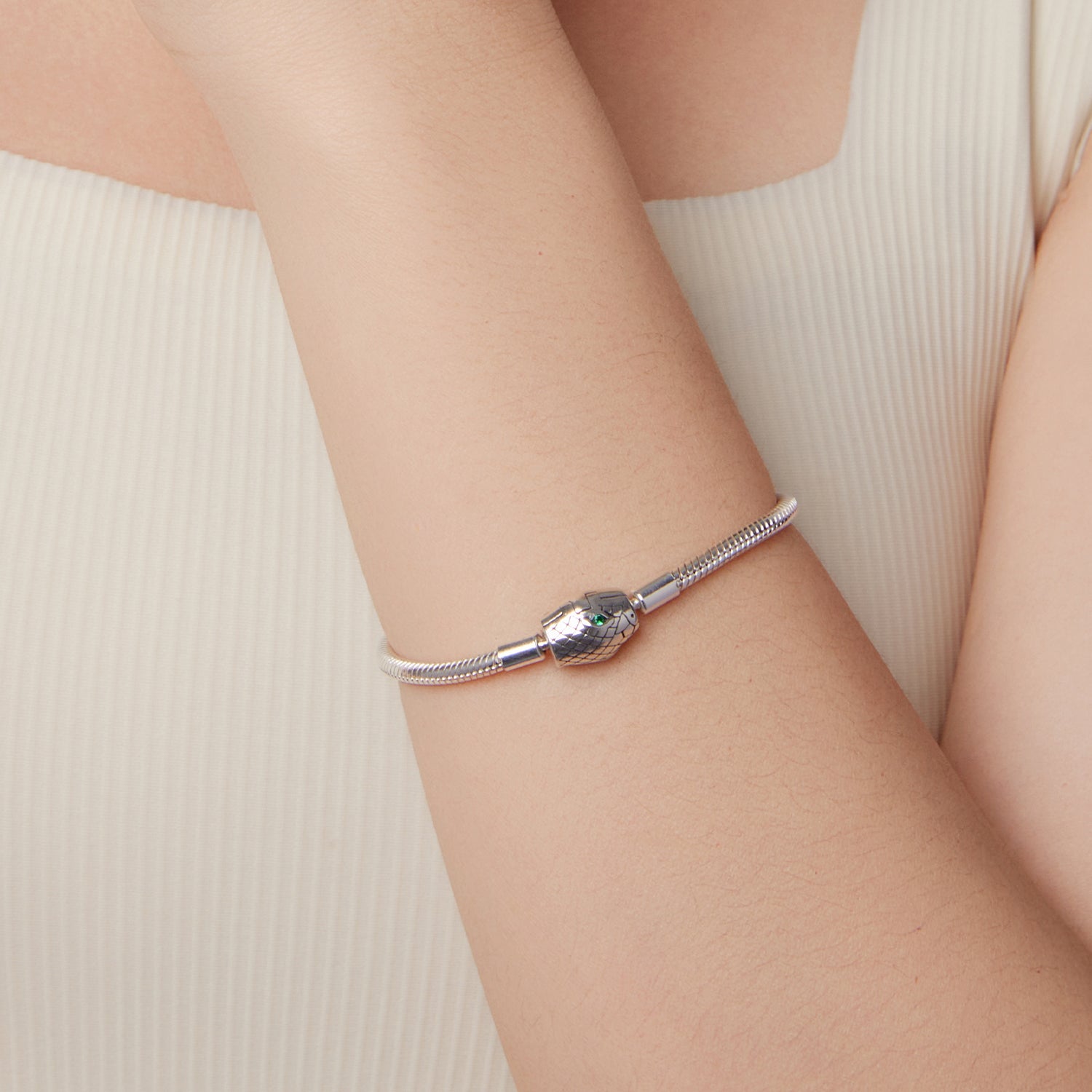 925 Sterling Silver Bracelet with CZ 17cm for Women