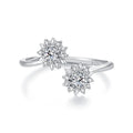 925 Sterling Silver Snowflake Ring with Pavé CZ in White Gold for Women