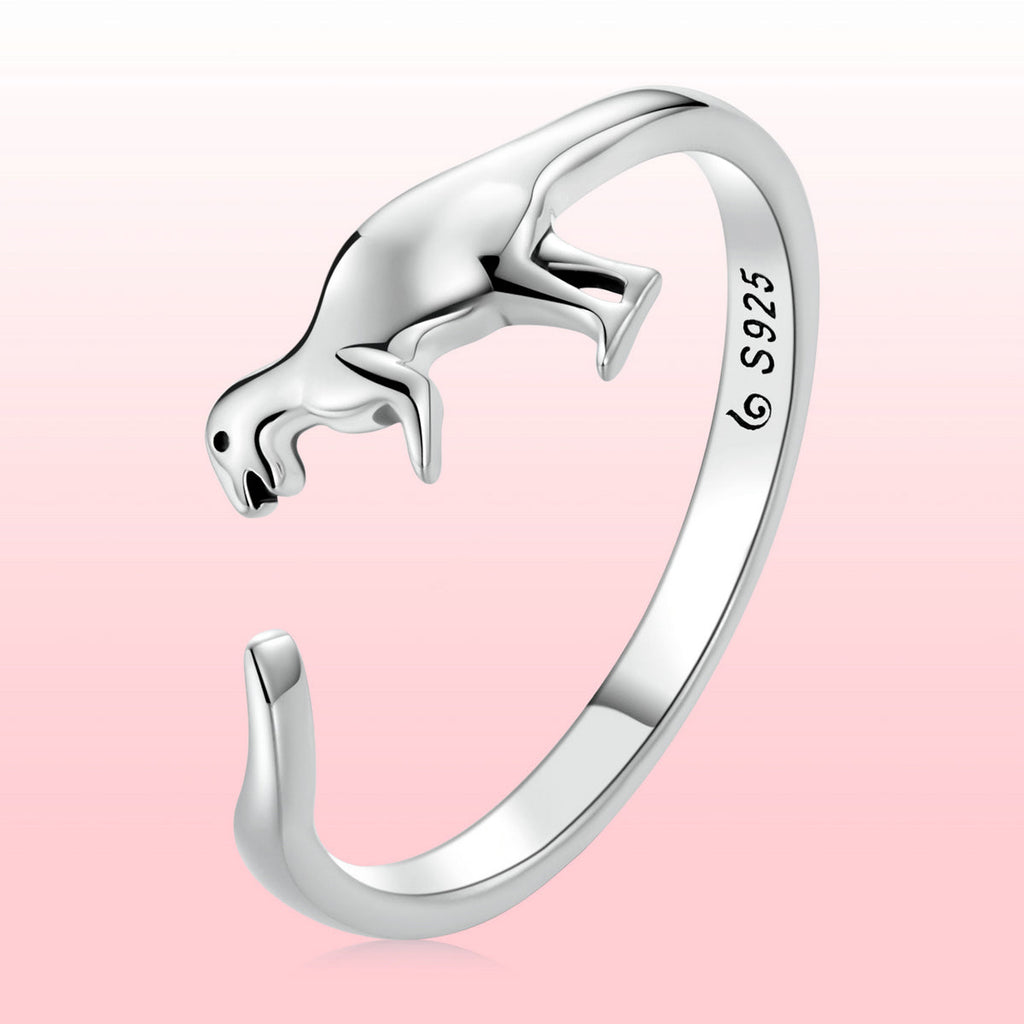 S925 Oxidized Silver Dinosaur Ring for Women