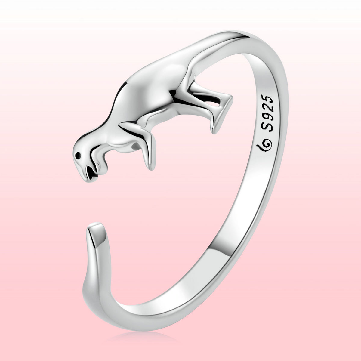 S925 Oxidized Silver Dinosaur Ring for Women