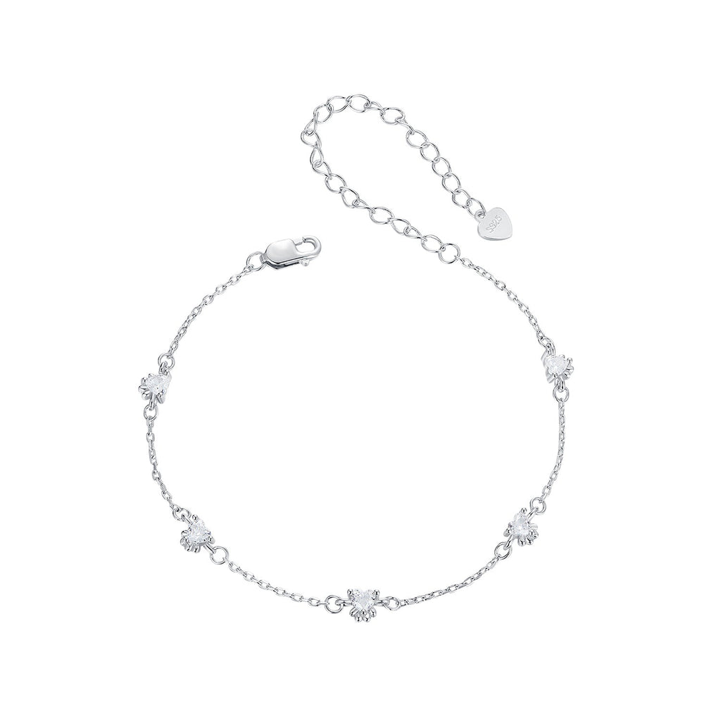 925 Sterling Silver Bracelet with Pavé Setting CZ and White Gold Plating