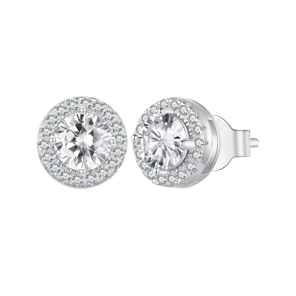 925 Sterling Silver 6.5mm Pavé Setting CZ Earrings