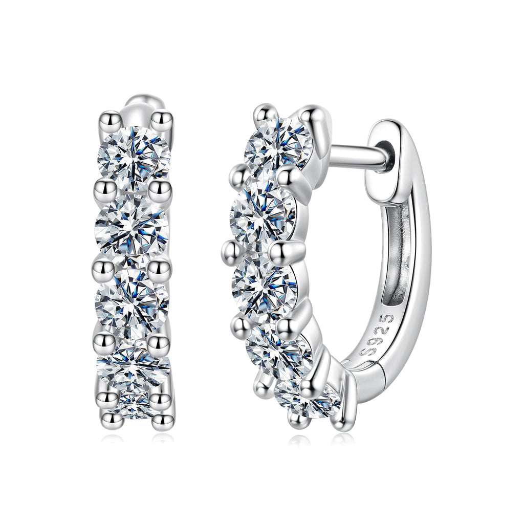 925 Sterling Silver Moissanite Earrings 1.3cm for Women