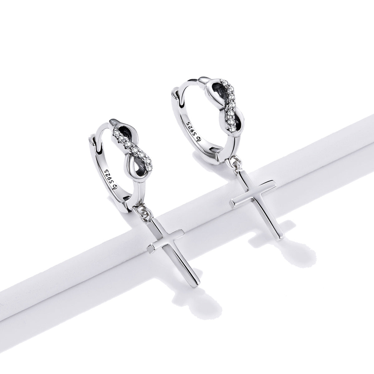 925 Sterling Silver Earrings with Pavé Setting CZ in Oxidized Finish
