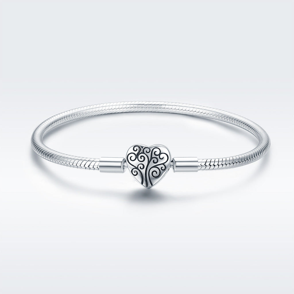 SCB 925 Sterling Silver Bracelet in Classic Style, Size 17.0 for Women