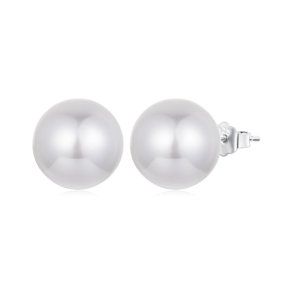 925 Sterling Silver Earrings with Quality Shell Pearl in White Gold Plating for Women