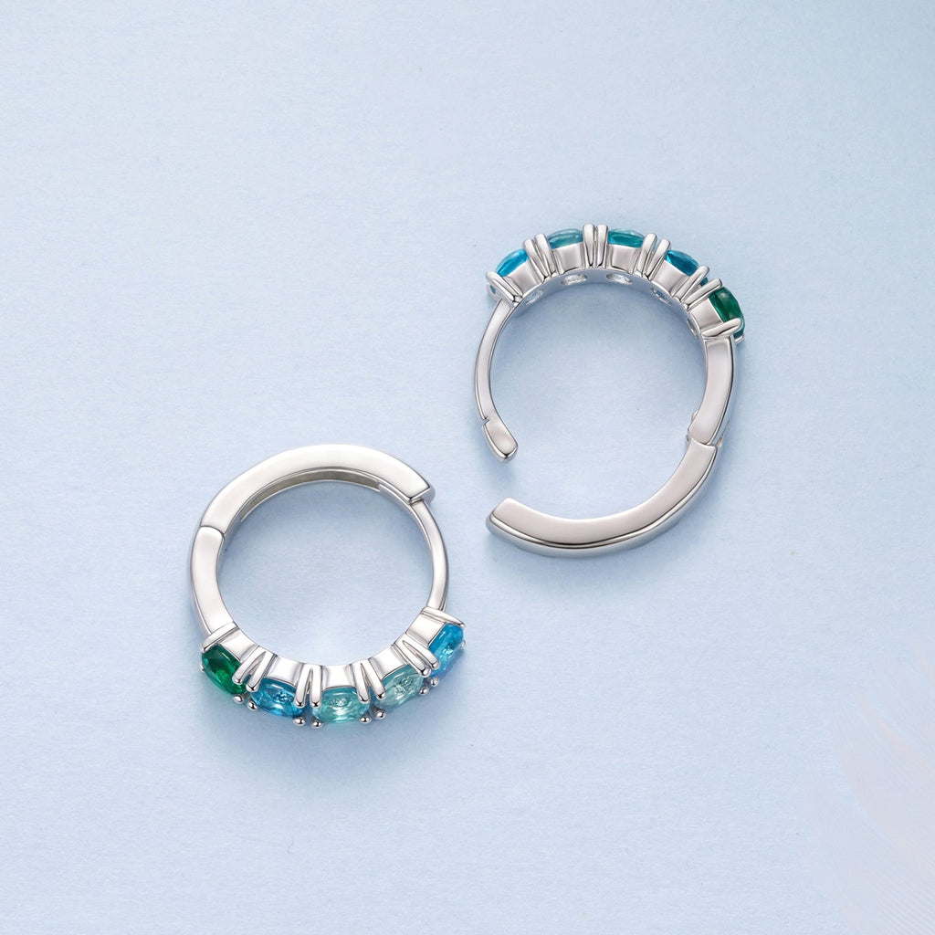 925 Sterling Silver Earrings with White Gold Plating and CZ for Women