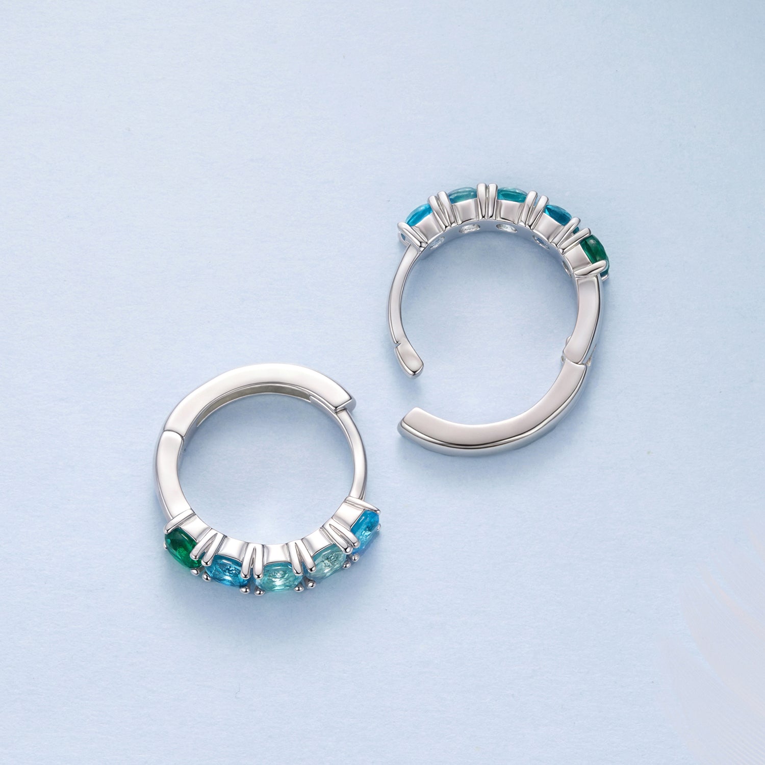 925 Sterling Silver Earrings with White Gold Plating and CZ for Women