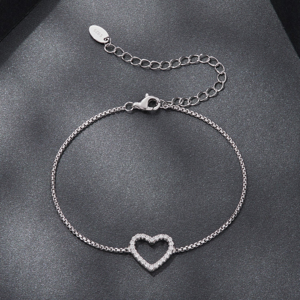 925 Sterling Silver Plated White Gold Moissanite Bracelet for Women