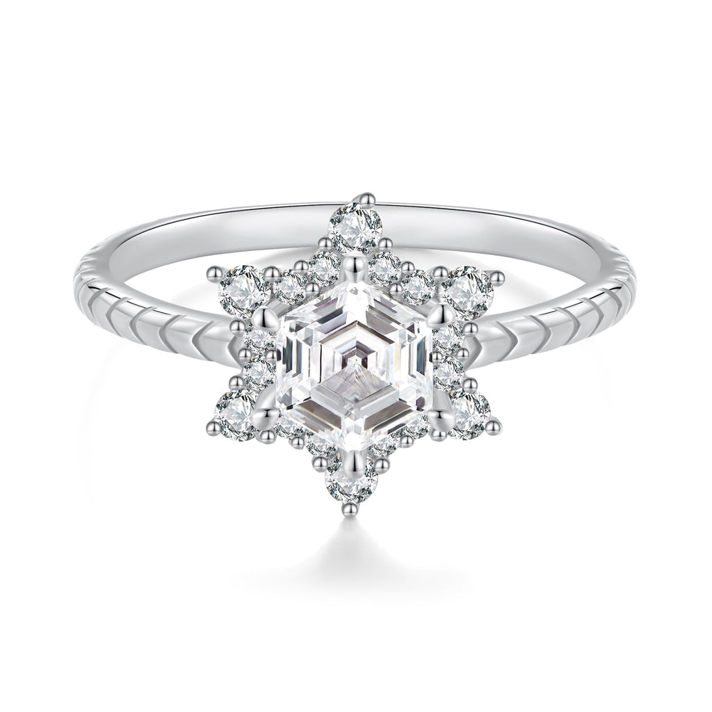 925 Sterling Silver White Gold Plated Ring with Pavé Set CZ, Size 6.0