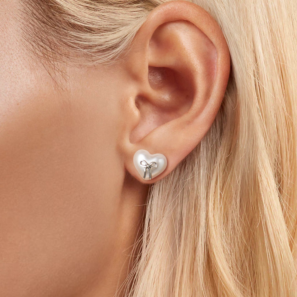 925 Sterling Silver Earrings with Quality Shell Pearl, Size 1*1.2cm for Women