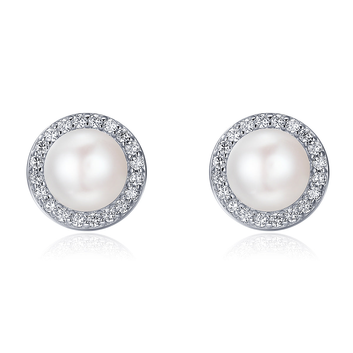 925 Sterling Silver Freshwater Pearl Earrings with CZ for Women