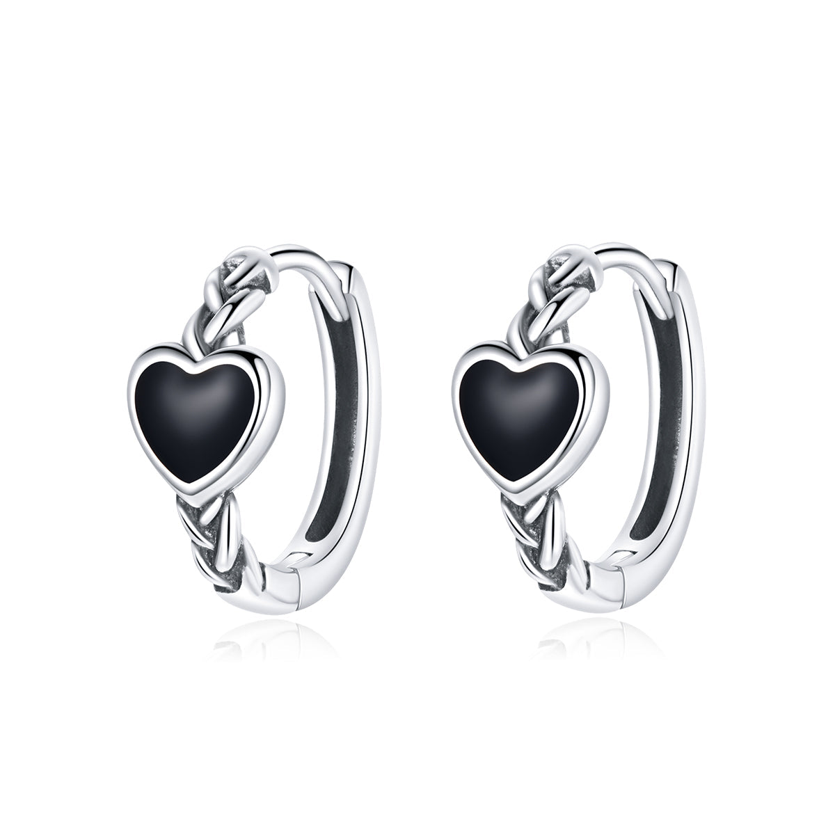 925 Sterling Silver Oxidized Enamel Earrings for Women - 1.2*0.5 cm