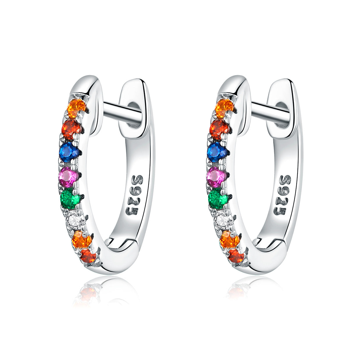 S925 Sterling Silver Earrings with CZ Pave Setting