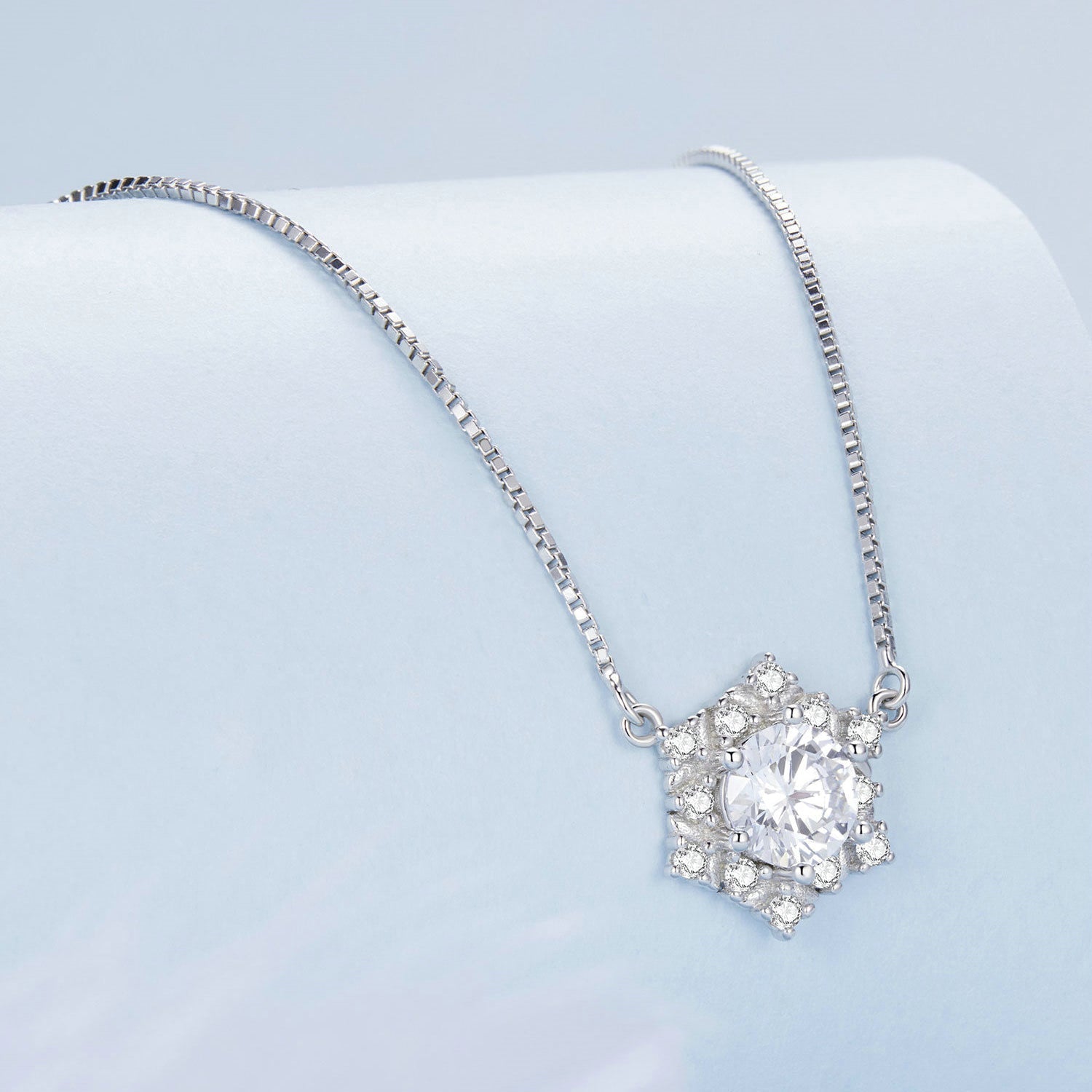 925 Sterling Silver Necklace with Pavé Setting CZ - Length 400+50mm - Women