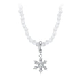 925 Sterling Silver Necklace with Pavé Setting CZ & Transparent Glass for Women