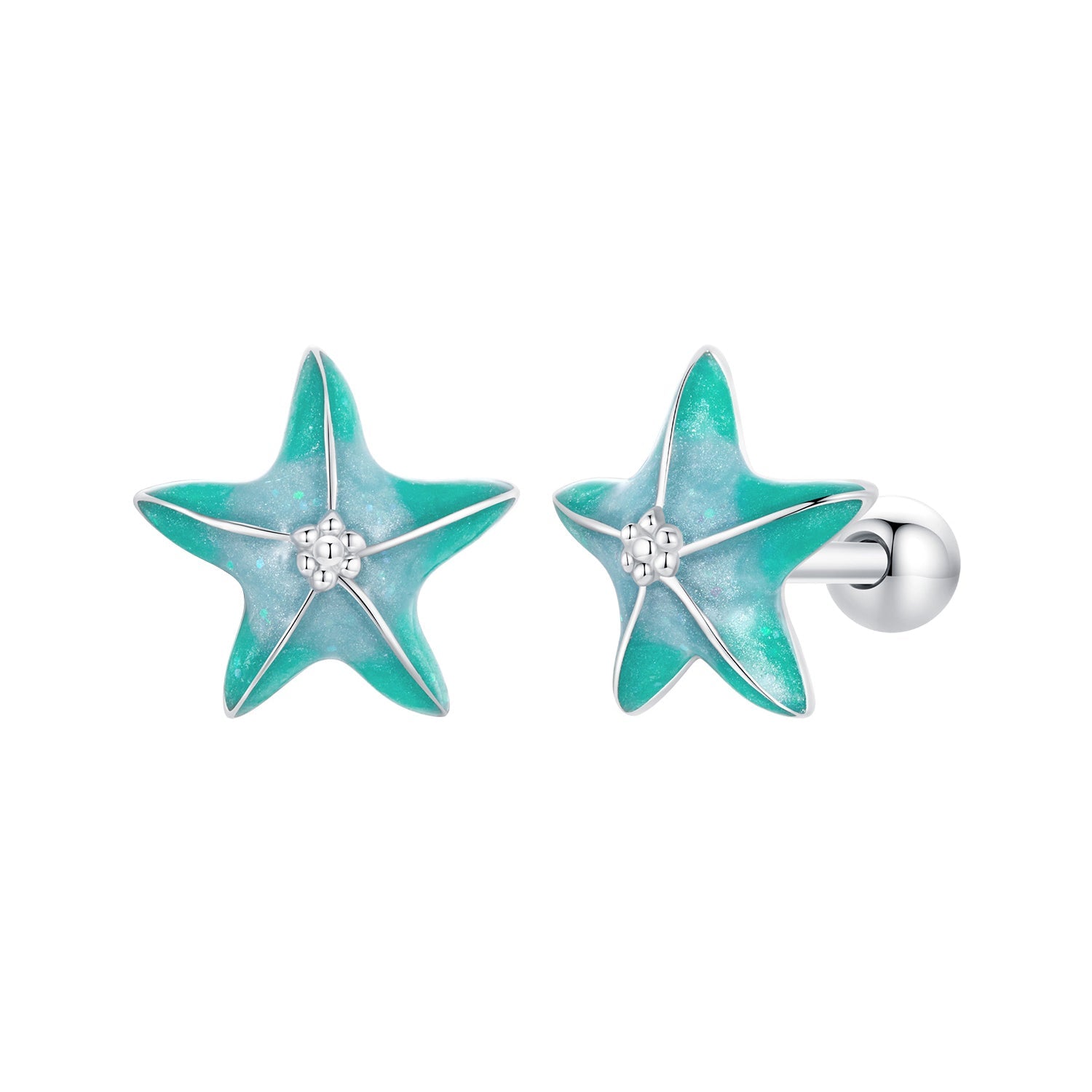 925 Sterling Silver Enamel White Gold Plated Earrings