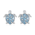 925 Sterling Silver Earrings with Enamel CZ in White Gold, 1.0x0.9cm for Women