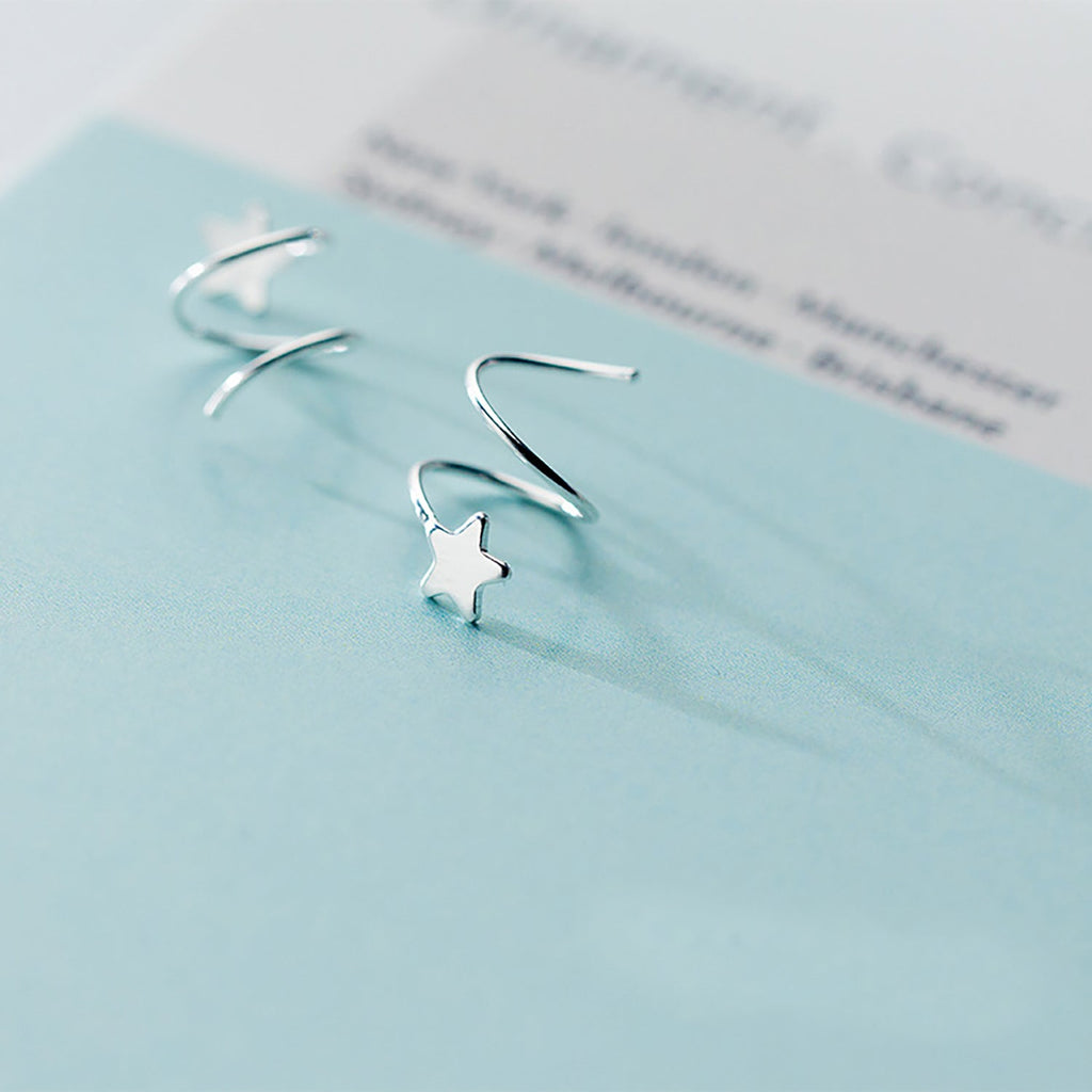 925 Sterling Silver Pentagram Earrings