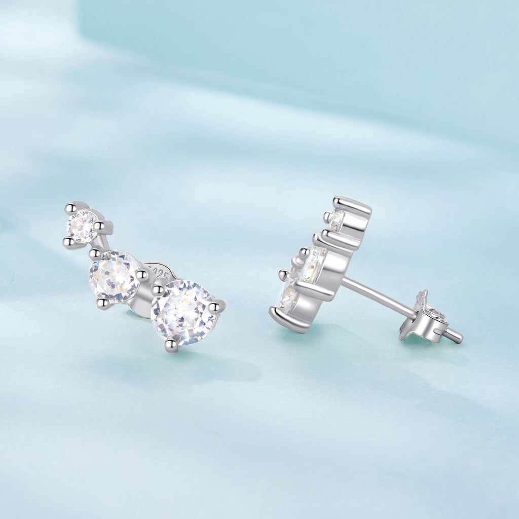 925 Sterling Silver Earrings with Pavé Setting CZ | Size 0.6*1.45cm for Women