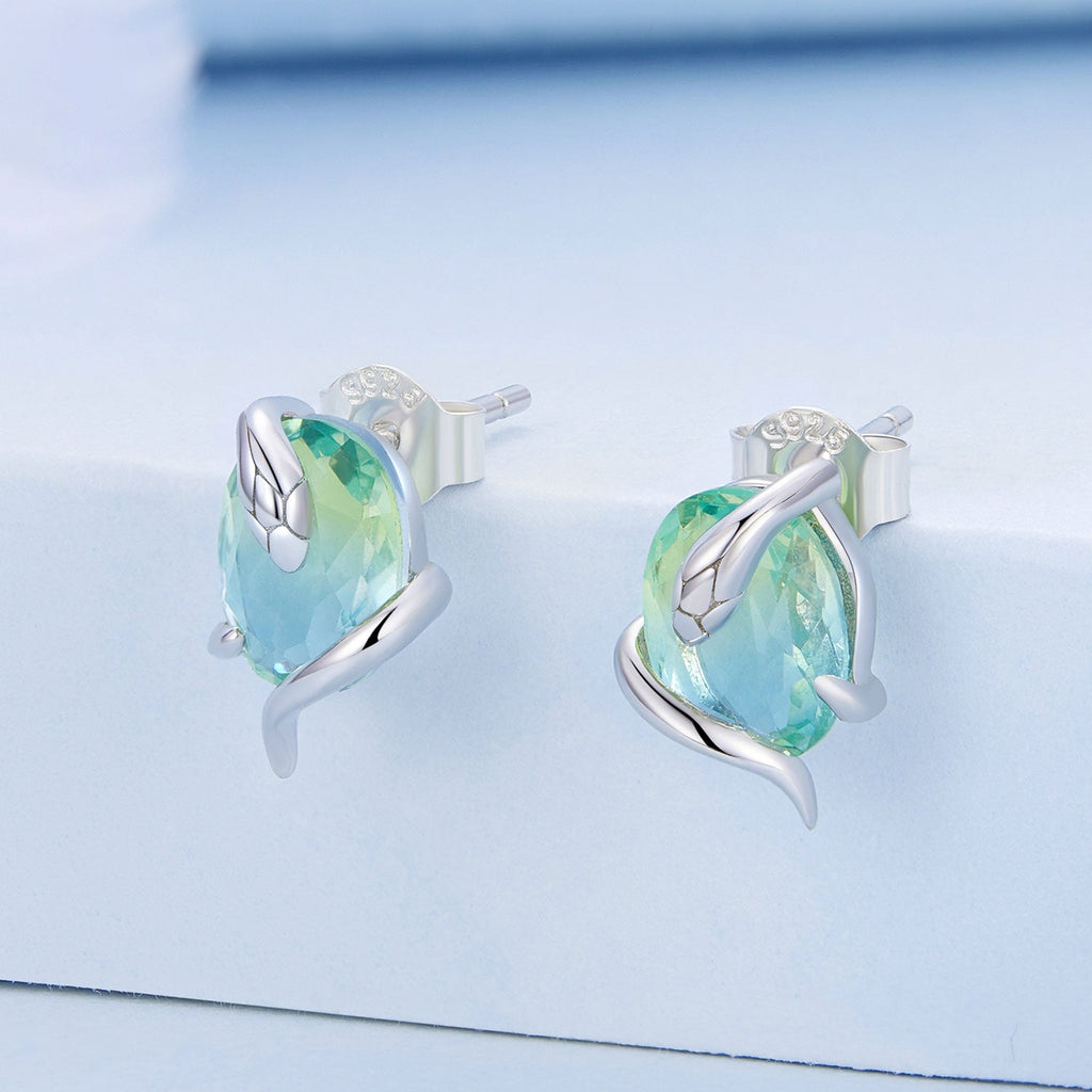 925 Sterling Silver Transparent Glass Earrings for Women