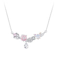 925 Sterling Silver Necklace with CZ & Resin Pendant, 18x39mm, Plated with White Gold
