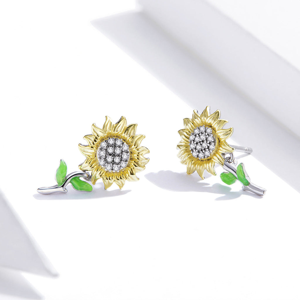 925 Sterling Silver Plated Gold Earrings with Enamel Process