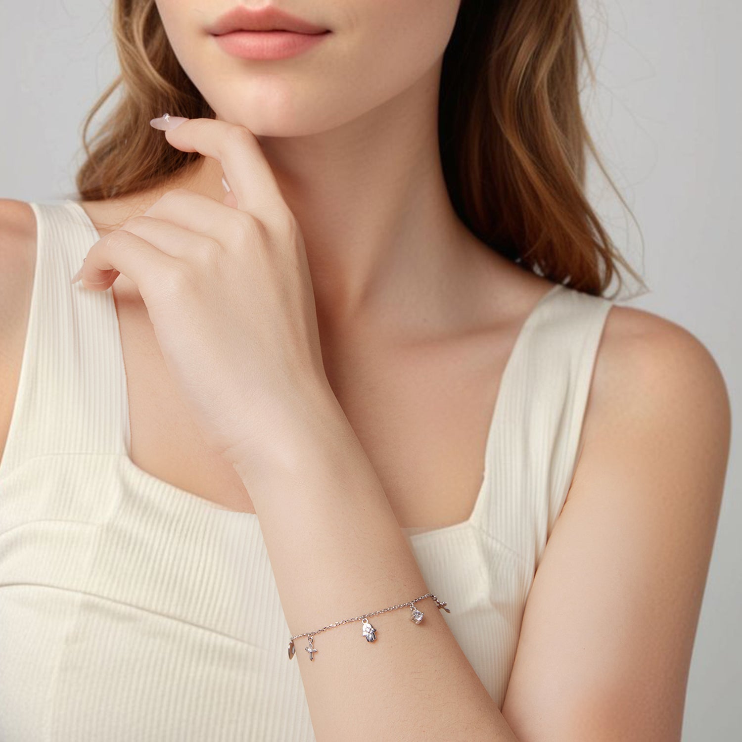 925 Sterling Silver Bracelet with Plated White Gold and Pavé Setting CZ