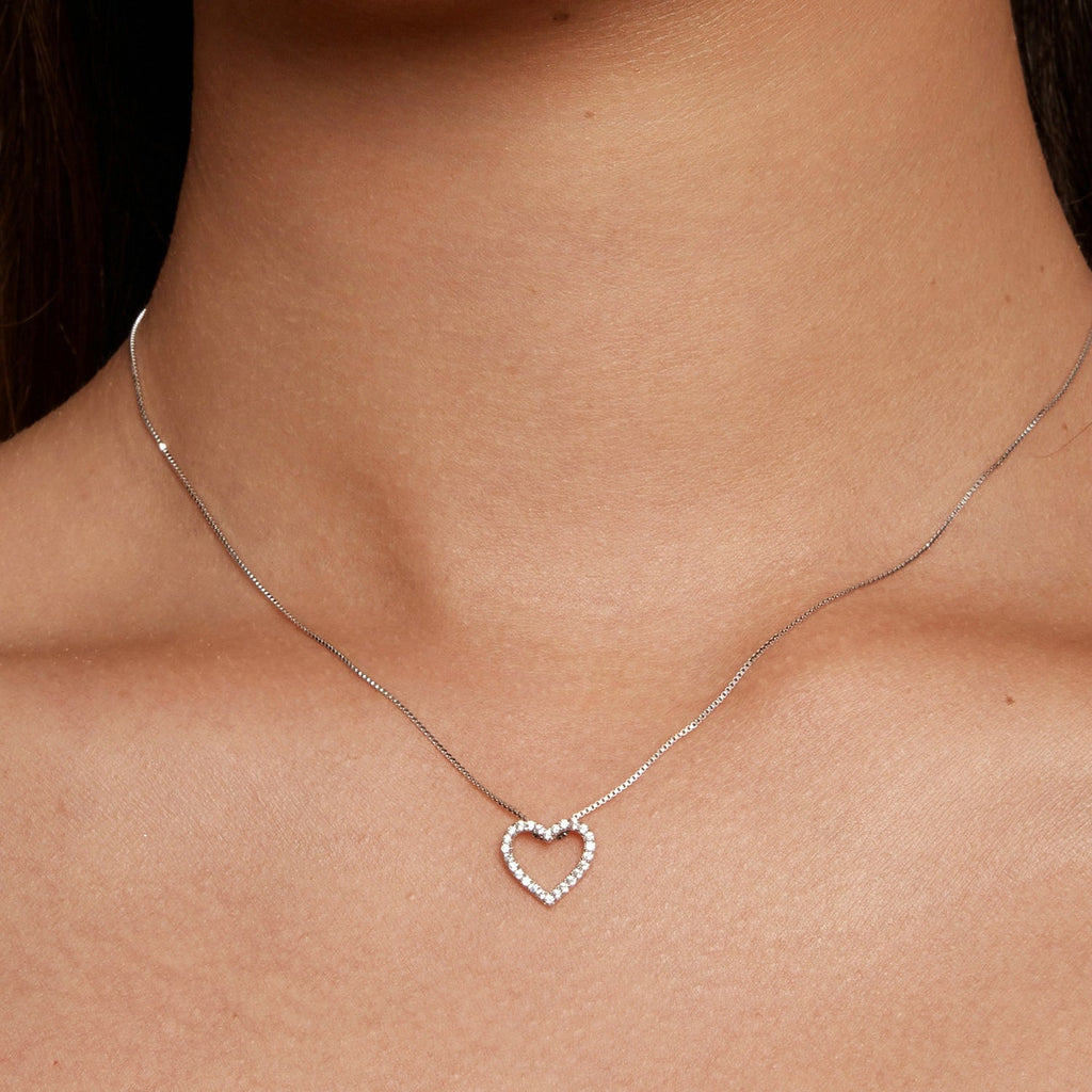 S925 Sterling Silver Necklace with Moissanite, 400mm + 50mm, Platinum Plated, Women
