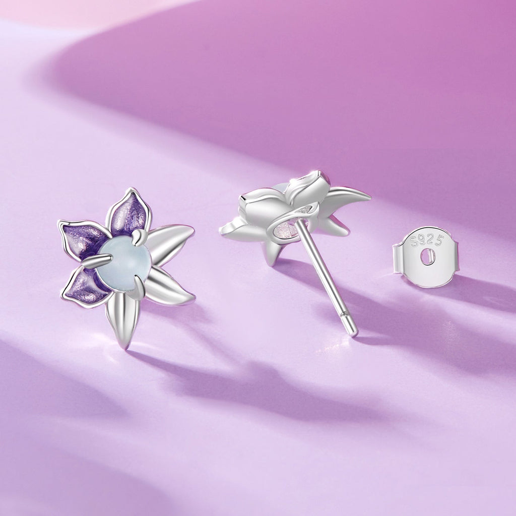 925 Sterling Silver Earrings with Enamel and Transparent Glass for Women