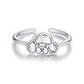 925 Sterling Silver Oxidized Silver Dog Ring for Women