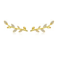 925 Sterling Silver Earrings with Gold Plating and CZ - 0.9x2.5cm for Women