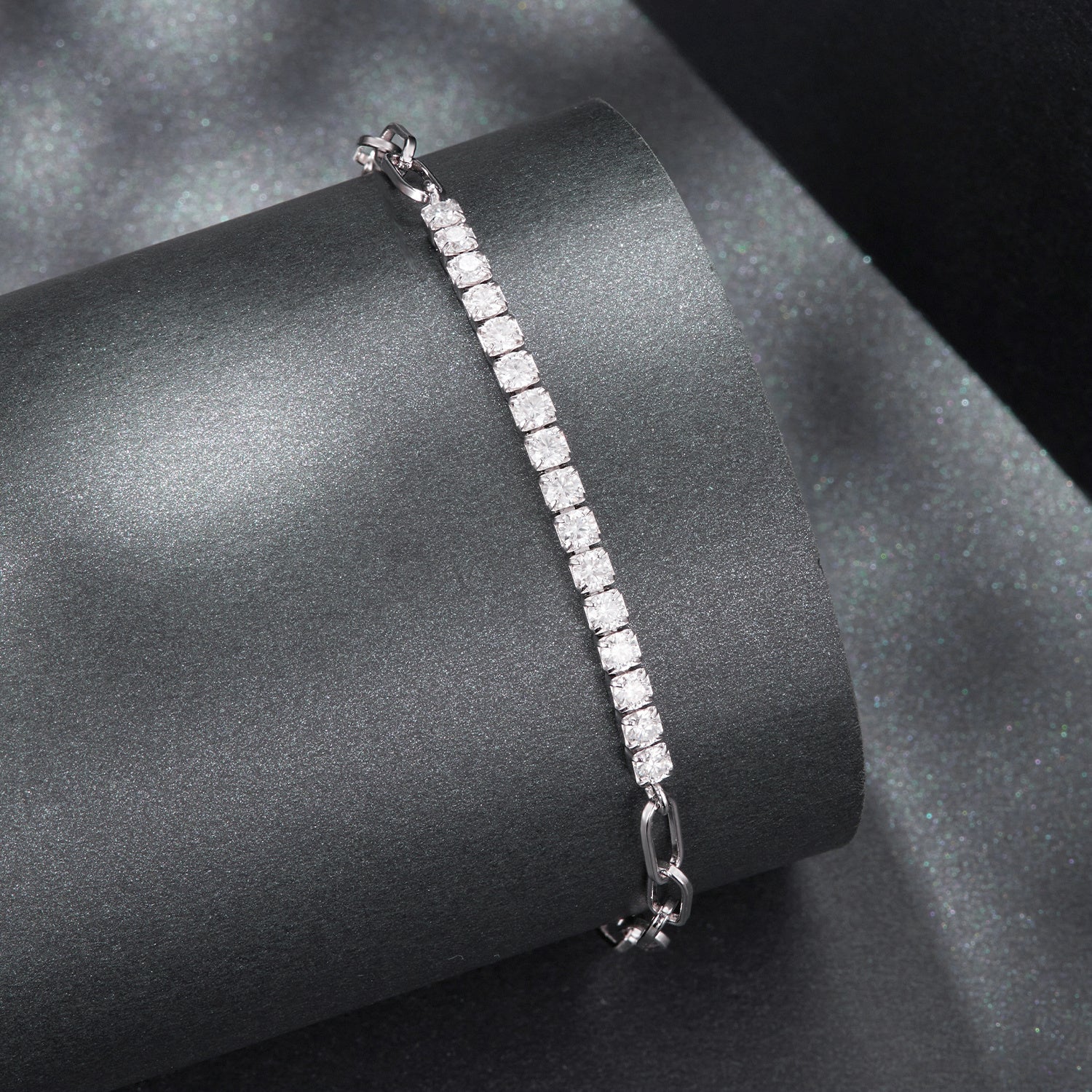 925 Sterling Silver + Moissanite White Gold 21cm Bracelet for Women