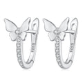 S925 Sterling Silver Small Platinum Plated Earrings with Pavé Setting CZ