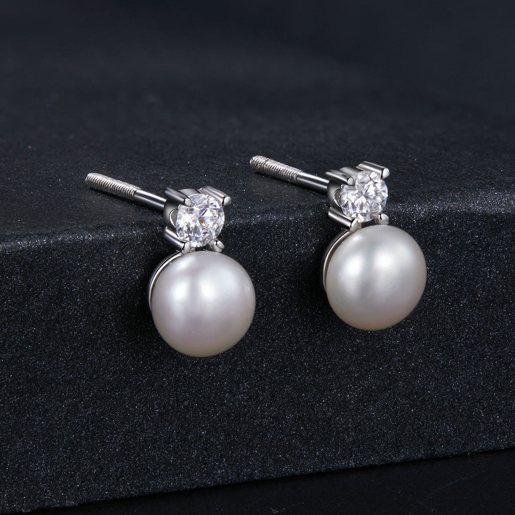 925 Sterling Silver Moissanite 0.1ct Freshwater Pearl Earrings for Women