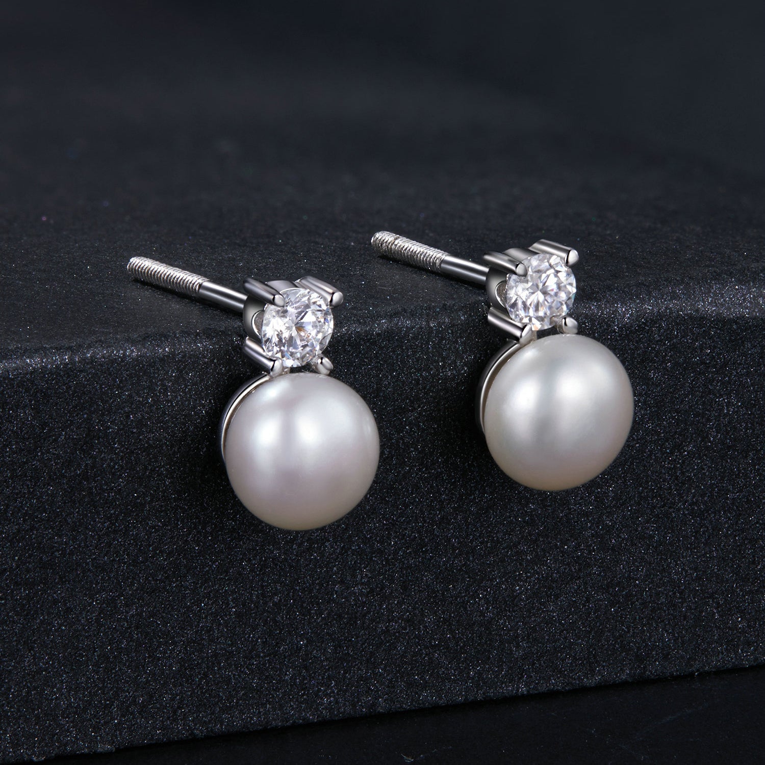 925 Sterling Silver Moissanite 0.1ct Freshwater Pearl Earrings for Women