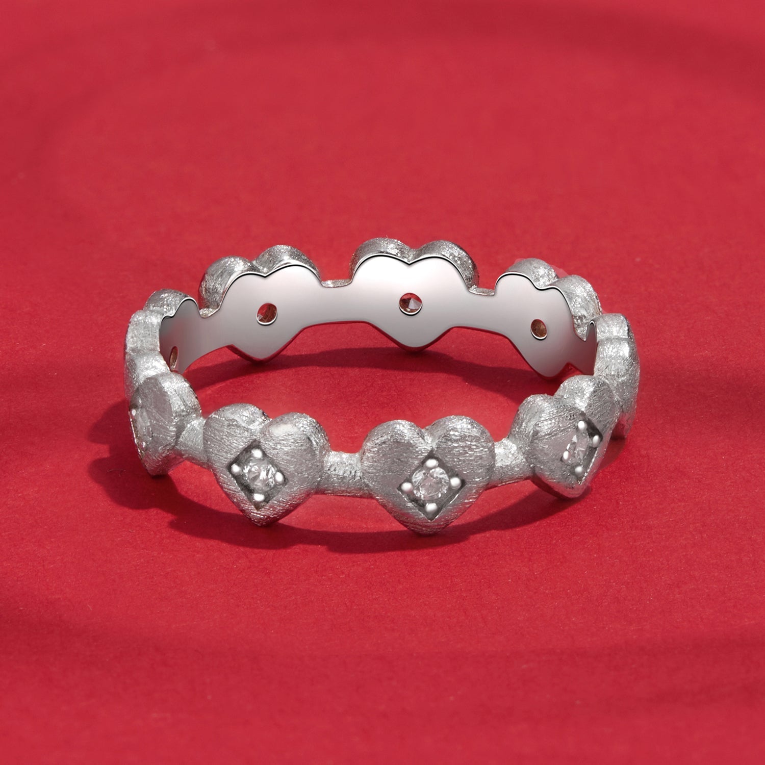 925 Sterling Silver Pave Setting CZ White Gold Plated Ring Size 6 for Women