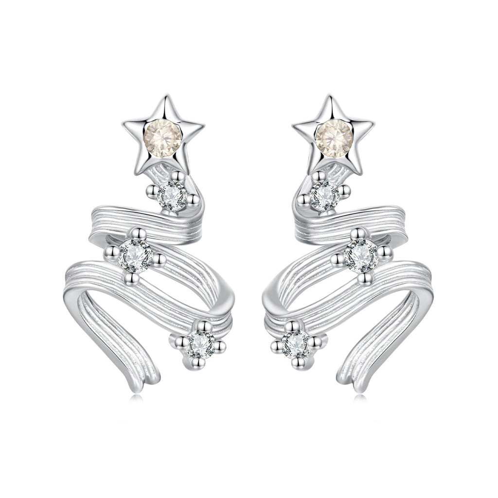 925 Sterling Silver Earrings with White Gold Plating and CZ