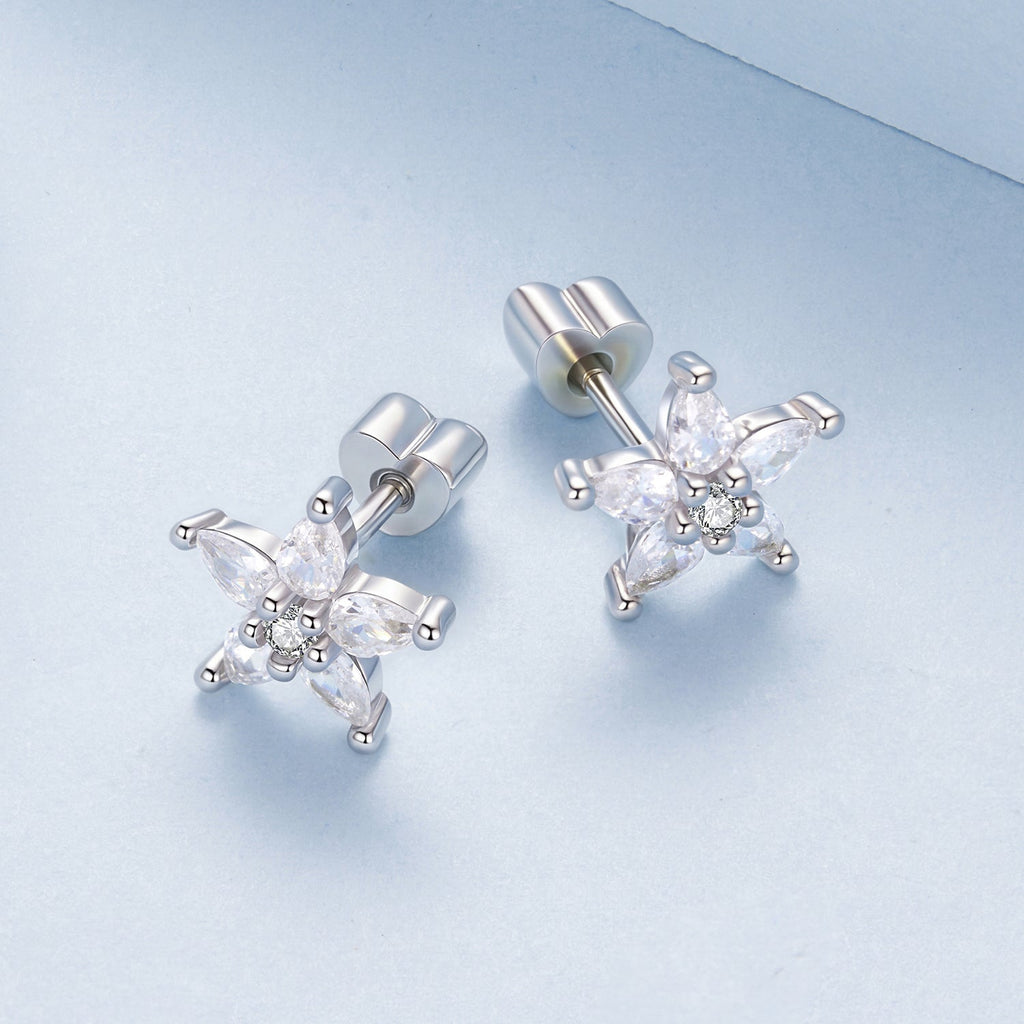 925 Sterling Silver Earrings with Pavé CZ Setting