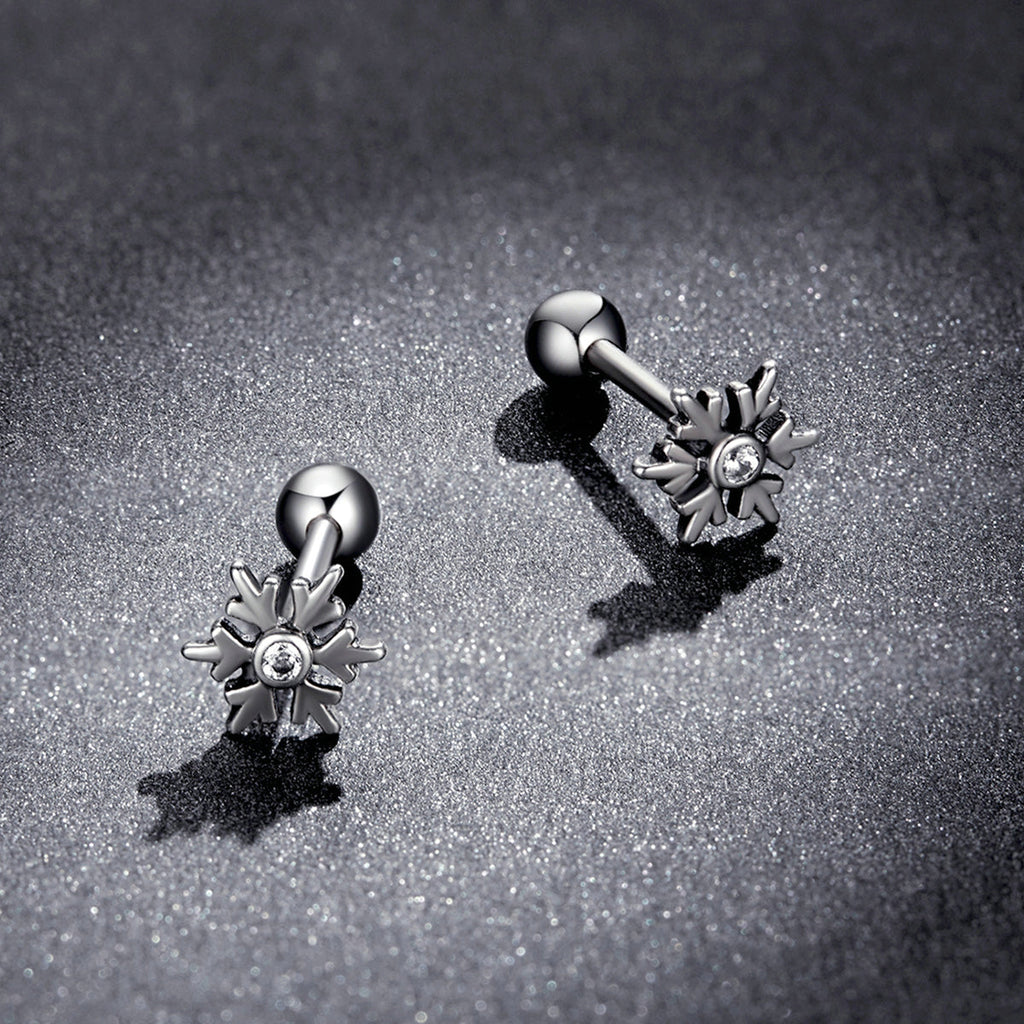 925 Sterling Silver Earrings with Pavé Setting and Oxidized Finish