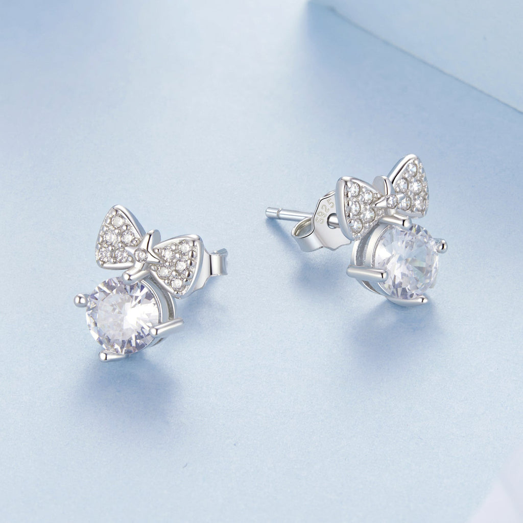 925 Sterling Silver Earrings with CZ and White Gold Plating for Women